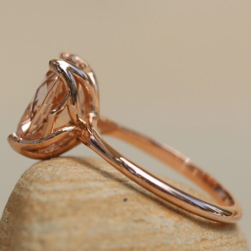 Solitaire Morganite Engagement Ring Lily Petal Prong Rose Gold LS6212