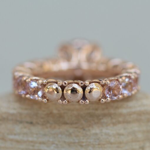 Solitaire Round Dark Pink Morganite Engagement Ring Rose Gold LS6273