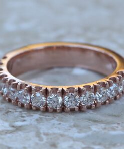 Square Edge Diamonds Band Half Eternity Shank Ring Rose Gold LS7043