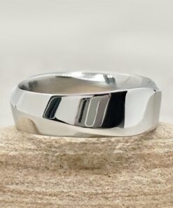 Wide 5mm Shiny Mobius Wedding Band for Him White Gold Platinum LS5546