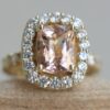 Rectangular Cushion Morganite Ring Large Diamond Shank, Prongs LS7161