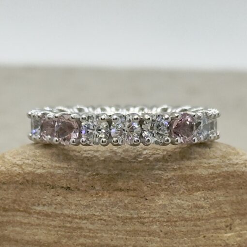 Custom Pure Pink Morganite Engagement Ring, Emerald Cut and Tapered Baguette - Image 2