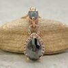 Pear Rose Cut Salt and Pepper Necklace Diamond Halos Rose Gold LS7139