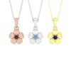 Cute Flower Birthstone Pendant Rose White Yellow Gold Platinum LS4573