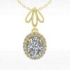 Certified Oval Diamond Bridal Pendant Flower Design Yellow Gold LS7197