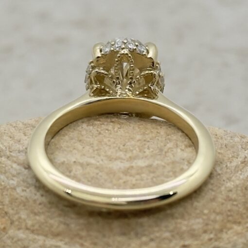 Diamond Lab Grown Engagement Ring Filigree Basket Yellow Gold LS7176