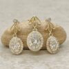 Flower Necklace and Earring Set Oval Lab Diamonds Yellow Gold LS7226