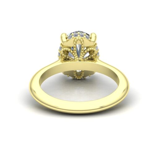 Lab Grown Diamond Engagement Ring Filigree Basket Yellow Gold LS7176