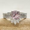 Light Pink Round Sapphire Diamond Ring Set White Gold Platinum LS7233