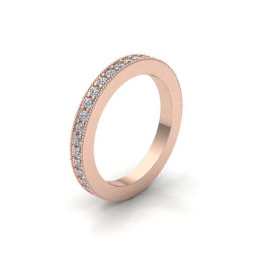 Milgrain Stacking Diamond Wedding Band Full Eternity Rose Gold LS7178