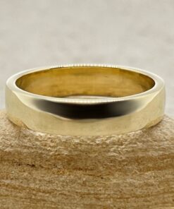 Minimalistic Man's Wedding Ring Domed Shiny Finish Yellow Gold LS7179