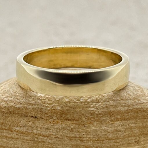 Minimalistic Man's Wedding Ring Domed Shiny Finish Yellow Gold LS7179