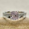 Pink Sapphire Engagement Ring Matching Band White Gold Platinum LS7234