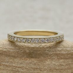 Round Diamond Wedding Ring Pave Full Eternity Shank Yellow Gold LS7178