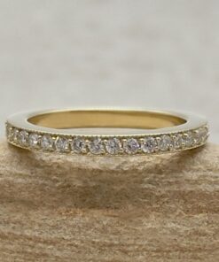Round Diamond Wedding Ring Pave Full Eternity Shank Yellow Gold LS7178
