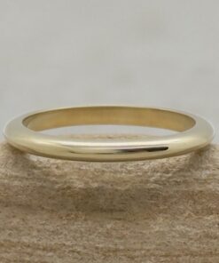 Thin Minimalistic Comfortable Stacking Wedding Band Yellow Gold LS7177
