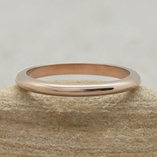 Thin Rounded Plain Stacking Comfortable Wedding Ring Rose Gold LS7177