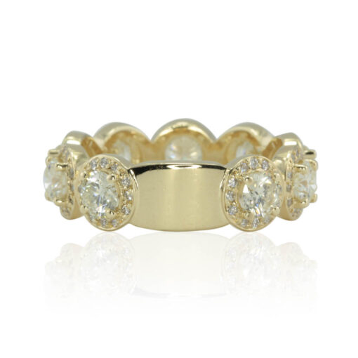 9 Round Cut Diamond Halo Stacking Ring Lab Organic Yellow Gold LS4503