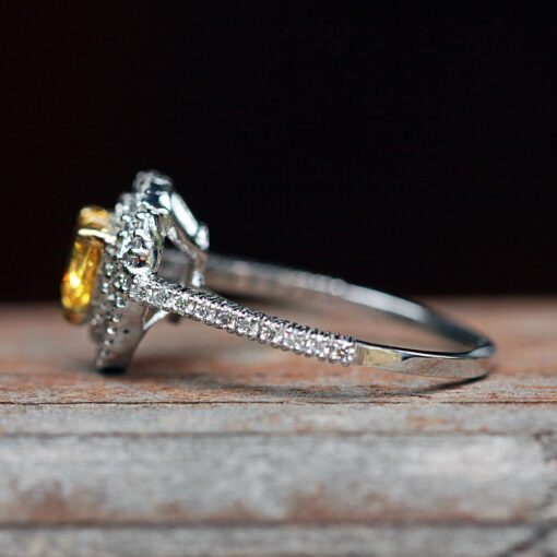 Birthstone Yellow Sapphire Engagement Ring White Gold Platinum LS5103