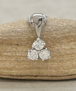 Classic Three Diamond Cluster Necklace Gift White Gold Platinum LS7185