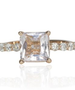 Cushion Cut Morganite Engagement Ring Diamond Shank Rose Gold LS3962