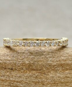 Dainty Tapered Diamond Wedding Band Stacking Ring Yellow Gold LS7201