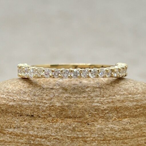 Dainty Tapered Diamond Wedding Band Stacking Ring Yellow Gold LS7201