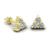 Diamond Cluster Stud Earrings Round Cut in Solid Yellow Gold LS7059