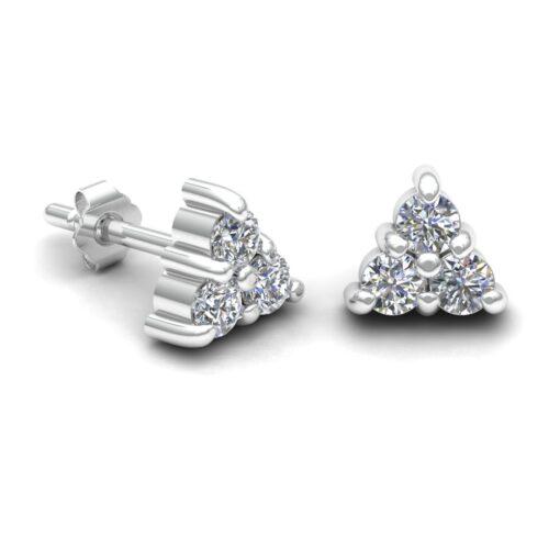 Diamond Cluster Stud Earrings Round Cut in White Gold Platinum LS7059