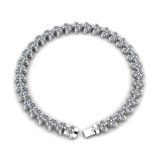 Diamond Cluster Tennis Bracelet Safety Clasp White Gold Platinum LS7063