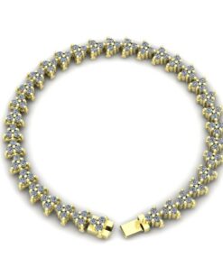 Diamond Cluster Tennis Bracelet with Safety Clasp Yellow Gold LS7063