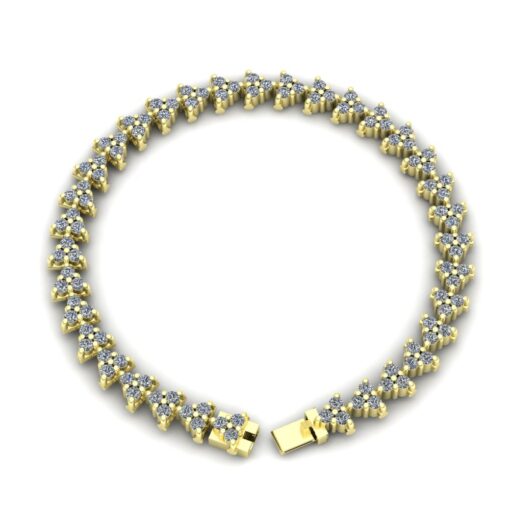 Diamond Cluster Tennis Bracelet with Safety Clasp Yellow Gold LS7063