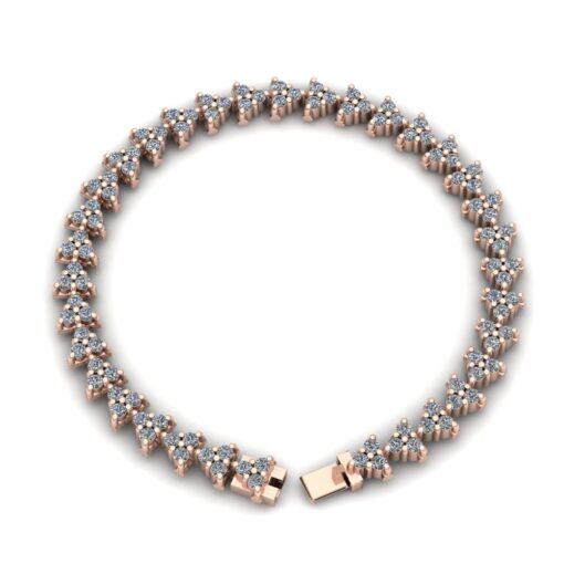 Diamond Cluster Tennis Bracelet with Safety Clasp in Rose Gold LS7063