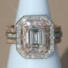 Emerald Cut Lab Diamond Bridal Set Rose and White Gold Platinum LS1439