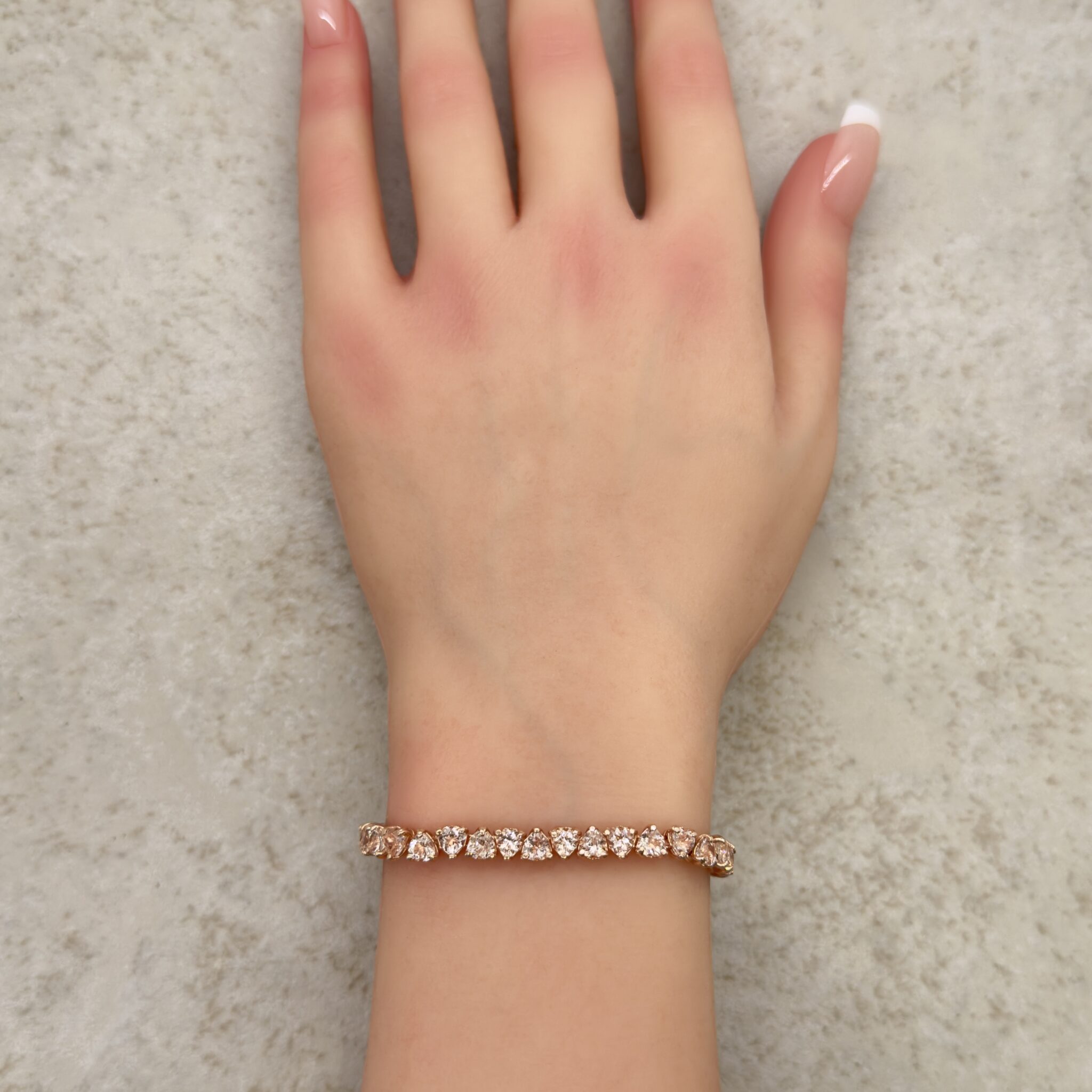 Genuine Peach Pink Morganite Gemstone Tennis Bracelet Rose Gold LS6591