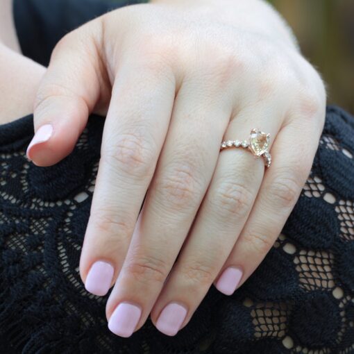 Genuine Peach Pink Morganite Ring Lab Organic Diamond Rose Gold LS5065