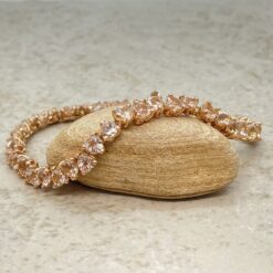 Heart Cut Morganite Bracelet Peachy Pink Color in Rose Gold LS6591