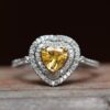 Heart Cut Yellow Sapphire Engagement Ring White Gold Platinum LS5103