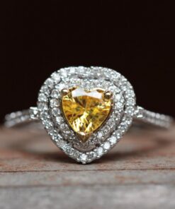Heart Cut Yellow Sapphire Engagement Ring White Gold Platinum LS5103
