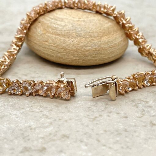 Heart Morganite Tennis Bracelet with Safety Clasp in Rose Gold LS6591