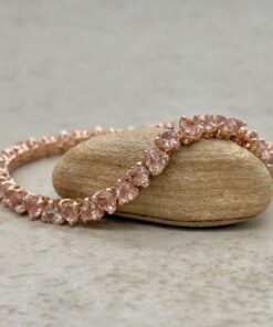 Heart Peachy Pink Morganite Gemstone Tennis Bracelet Rose Gold LS6591