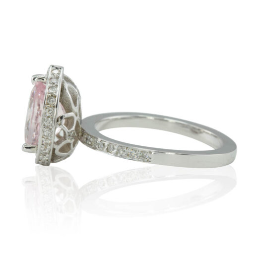 Hidden Halo Pink Morganite Engagement Ring White Gold Platinum LS4570