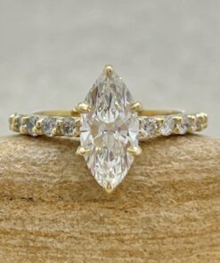 IGI Solitaire Marquise Lab Diamond Engagement Ring Yellow Gold LS7220