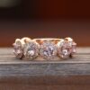 Light Pink Sapphire Ring Lab Organic Diamond Halos Rose Gold LS3590