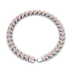 Morganite Cluster Tennis Bracelet in Solid White Gold Platinum LS7062