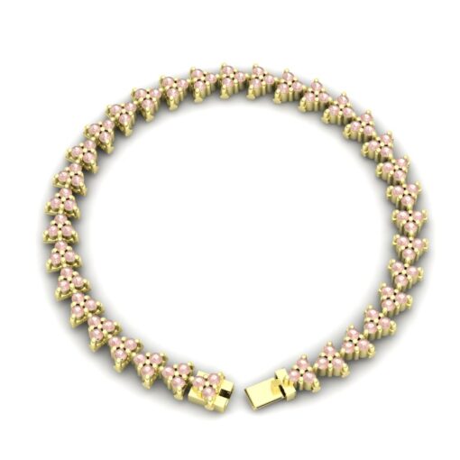 Morganite Cluster Tennis Bracelet with Safety Clasp Yellow Gold LS7062