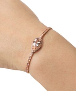 Morganite Diamond Rare Peach Sapphire Tennis Bracelet Rose Gold LS4379