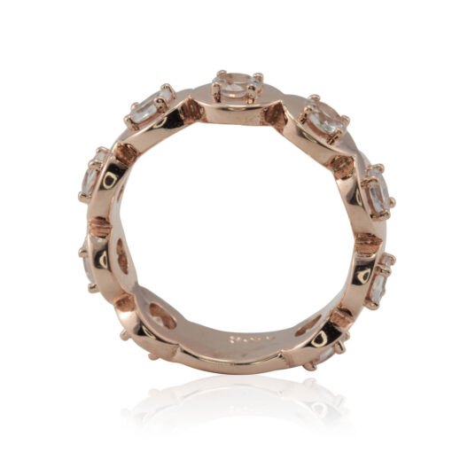 Nine Peachy Pink Morganite Anniversary Stacking Ring Rose Gold LS4509