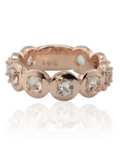 Nine Peachy Pink Morganite Golden Halos Stacking Ring Rose Gold LS4509