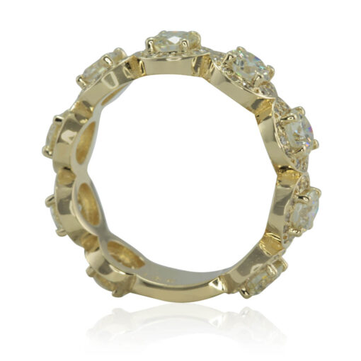 Nine Round Diamond Halos Stacking Ring Lab Organic Yellow Gold LS4503